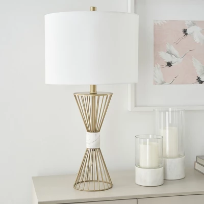 27" Gold Metal Wire With Marble Table Lamp - Nourison 1 27" Gold Metal Wire With Marble Table Lamp - Nourison