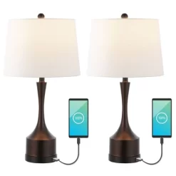 (Set Of 2) 26" Cooper Classic French Country Iron LED Table Lamp With USB Charging Port (Includes LED Light Bulb) - JONATHAN Y -Lighting Specialty Shop GUEST 1e6c874a cf5b 436b 9fb7 b69f9b055d32