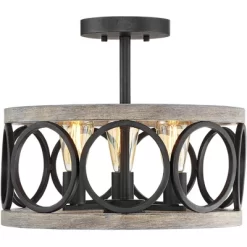 Franklin Iron Works Salima Rustic Farmhouse Ceiling Light Semi Flush Mount 16" Wide Black Gray Wood 3-Light For Bedroom Kitchen Living Room Hallway 13 Franklin Iron Works Salima Rustic Farmhouse Ceiling Light Semi Flush Mount 16" Wide Black Gray Wood 3-Light For Bedroom Kitchen Living Room Hallway -Lighting Specialty Shop GUEST 1e99accb 03ab 4473 aabb 9f8a3ee67cfa
