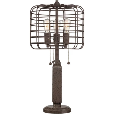 Franklin Iron Works Edison Industrial Rustic Farmhouse Table Lamp 30" Tall Rust Brown Open Metal Cage For Bedroom Living Room Bedside Nightstand Kids 6 Franklin Iron Works Edison Industrial Rustic Farmhouse Table Lamp 30" Tall Rust Brown Open Metal Cage For Bedroom Living Room Bedside Nightstand Kids - Image 6