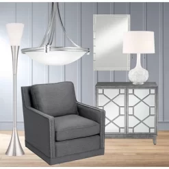 Possini Euro Design Piazza Modern Torchiere Floor Lamp 72 1/2" Tall Brushed Nickel Metal Frosted White Glass Shade For Living Room Bedroom Office Home -Lighting Specialty Shop GUEST 229fc9d4 7fcd 4758 b959 0bc7020312f4