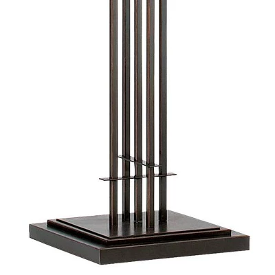 Franklin Iron Works Metro Mission Rustic Torchiere Floor Lamp With Side Lights 71" Tall Bronze Champagne Glass For Living Room Reading Bedroom Office 3 Franklin Iron Works Metro Mission Rustic Torchiere Floor Lamp With Side Lights 71" Tall Bronze Champagne Glass For Living Room Reading Bedroom Office - Image 3