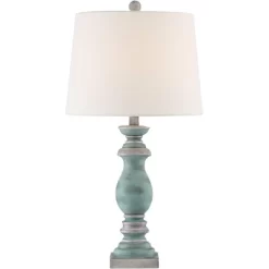 Regency Hill Patsy Country Cottage Table Lamps 26 1/2" High Set Of 2 Blue Gray Washed Fabric Drum Shade For Bedroom Living Room Bedside Nightstand -Lighting Specialty Shop GUEST 25149db0 3378 48a1 b5bd 7533b9eafed1