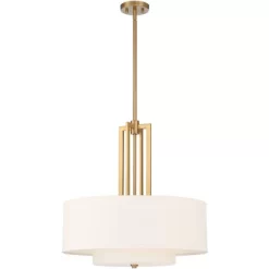 Possini Euro Design Sundry Warm Brass Pendant Chandelier 24" Wide Modern Double Drum Shades 4-Light Fixture For Dining Room House Foyer Kitchen Island 15 Possini Euro Design Sundry Warm Brass Pendant Chandelier 24" Wide Modern Double Drum Shades 4-Light Fixture For Dining Room House Foyer Kitchen Island -Lighting Specialty Shop GUEST 255702f2 17a5 451c a35d 849d569e4b27
