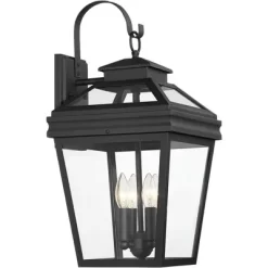 John Timberland Stratton Street Mission Outdoor Wall Light Fixture Textured Black Lantern 22" Clear Glass For Post Exterior Barn Deck House Porch Yard -Lighting Specialty Shop GUEST 263785bd 62d6 4418 b733 382c5309978b