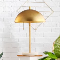 20.7" Metal Dome Table Lamp With Marble Base (Includes LED Light Bulb) Gold/White - Jonathan Y -Lighting Specialty Shop GUEST 26d054b1 16fd 4564 970f 53fad65b81d9
