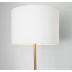 Chloe Contemporary Shelf Floor Lamp With Marble Base/Glass Shelf And Linen Shade White (Includes LED Light Bulb) - LumiSource -Lighting Specialty Shop GUEST 2710f141 88f4 4d37 af4d e5f33c200a5e