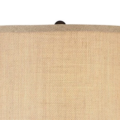360 Lighting Heather Modern Table Lamps Set Of 2 With Square Risers 27 1/4" Tall Dark Iron USB Charging Port Burlap Drum Shade For Bedroom Living Room 1 360 Lighting Heather Modern Table Lamps Set Of 2 With Square Risers 27 1/4" Tall Dark Iron USB Charging Port Burlap Drum Shade For Bedroom Living Room