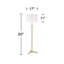 Possini Euro Design Encino Modern Tripod Floor Lamp Standing 60" Tall Brass Gold Metal Off White Fabric Drum Shade For Living Room Bedroom Office Home -Lighting Specialty Shop GUEST 2804ff2d 7ac0 49c6 b869 7723a1d7e825