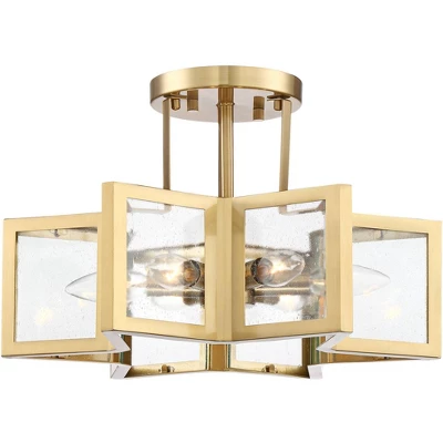 Possini Euro Design Casa Star Modern Ceiling Light Semi Flush Mount Fixture 16" Wide Warm Brass 6-Light Clear Glass For Bedroom Kitchen Living Room 4 Possini Euro Design Casa Star Modern Ceiling Light Semi Flush Mount Fixture 16" Wide Warm Brass 6-Light Clear Glass For Bedroom Kitchen Living Room - Image 4