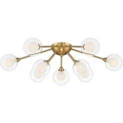 Possini Euro Design Spheres Modern Ceiling Light Flush Mount Fixture 28" Wide Warm Brass 9-Light LED Clear Globe Glass For Bedroom Kitchen Living Room -Lighting Specialty Shop GUEST 2957955d 3b63 4c08 893b 20494deda68d
