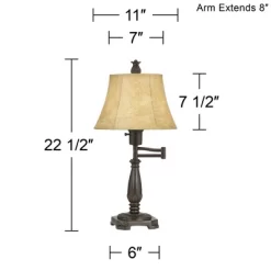 Regency Hill Traditional Swing Arm Desk Table Lamps 22.5" High Set Of 2 Bronze Faux Leather Shade For Living Room Bedroom Nightstand Office 11 Regency Hill Traditional Swing Arm Desk Table Lamps 22.5" High Set Of 2 Bronze Faux Leather Shade For Living Room Bedroom Nightstand Office -Lighting Specialty Shop GUEST 29f3a4d1 d5db 4ade 8fad 263919cd3bdd