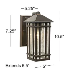 Kathy Ireland Sierra Craftsman Mission Outdoor Wall Light Fixture Rubbed Bronze 10 1/2" Frosted Seeded Glass Panels For Post Exterior Barn Deck House -Lighting Specialty Shop GUEST 2a685e5e d960 4f8d b368 fe5259f0c9e0