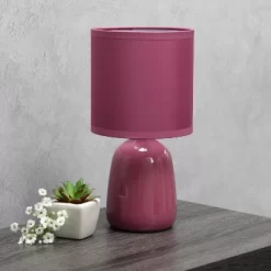 10.04" Traditional Ceramic Thimble Base Bedside Table Desk Lamp With Matching Fabric Shade Mauve - Simple Designs 15 10.04" Traditional Ceramic Thimble Base Bedside Table Desk Lamp With Matching Fabric Shade Mauve - Simple Designs -Lighting Specialty Shop GUEST 2be1bf3a a558 4b83 8e4f 3fe0c38fe6dc