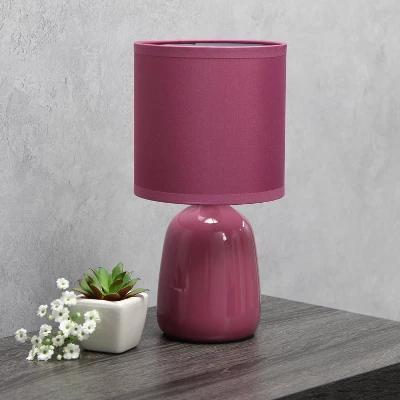 10.04" Traditional Ceramic Thimble Base Bedside Table Desk Lamp With Matching Fabric Shade Mauve - Simple Designs 8 10.04" Traditional Ceramic Thimble Base Bedside Table Desk Lamp With Matching Fabric Shade Mauve - Simple Designs - Image 8