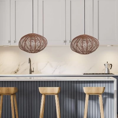 13.5" 1-Light Linnea Pendant Rattan Brown - River Of Goods 3 13.5" 1-Light Linnea Pendant Rattan Brown - River Of Goods - Image 3