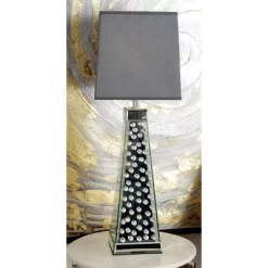 Contemporary Glass Mirrored Table Lamp Silver - Olivia & May