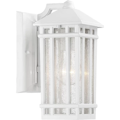 Kathy Ireland Sierra Craftsman Mission Outdoor Wall Light Fixture White 10 1/2" Frosted Seeded Glass For Post Exterior Barn Deck House Porch Yard Home 4 Kathy Ireland Sierra Craftsman Mission Outdoor Wall Light Fixture White 10 1/2" Frosted Seeded Glass For Post Exterior Barn Deck House Porch Yard Home - Image 4