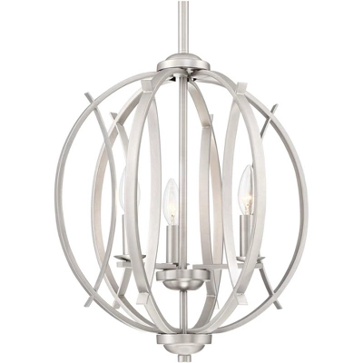 Possini Euro Design Spherical Brushed Nickel Pendant Chandelier 16" Wide Modern Orb 3-Light Fixture For Dining Room House Foyer Kitchen Island Bedroom 2 Possini Euro Design Spherical Brushed Nickel Pendant Chandelier 16" Wide Modern Orb 3-Light Fixture For Dining Room House Foyer Kitchen Island Bedroom - Image 2