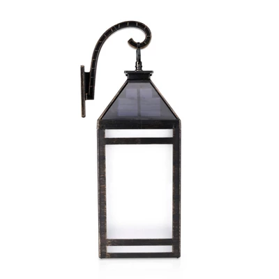 Solar Portable Hanging Outdoor Lantern With Hanger And Frosted Panel Black - Techko Maid 1 Solar Portable Hanging Outdoor Lantern With Hanger And Frosted Panel Black - Techko Maid