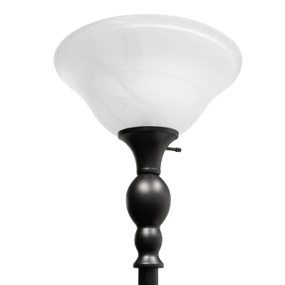 1 Light Torchiere Floor Lamp With Marbleized Glass Shade Black/Brown - Elegant Designs 2 1 Light Torchiere Floor Lamp With Marbleized Glass Shade Black/Brown - Elegant Designs - Image 2