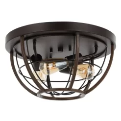 15.75" 3-Light Lyla Rustic Farmhouse Iron LED Flush Mount Wood Finished/Oil Rubbed Bronze - JONATHAN Y -Lighting Specialty Shop GUEST 306c08cf ee6a 4e7e 864c d65d0ea03287