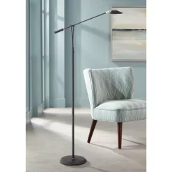 360 Lighting Traditional Pharmacy Floor Lamp LED Dimmable 62" Tall Black Adjustable Arm For Living Room Reading Bedroom Office