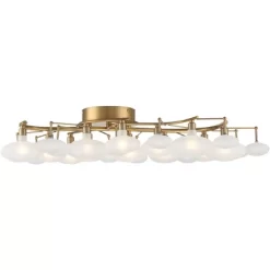 Possini Euro Design Lilypad Modern Ceiling Light Semi Flush Mount Fixture 30 1/4" Wide Warm Brass 12-Light Frosted Glass Shade For Bedroom Living Room -Lighting Specialty Shop GUEST 33788483 ffe4 4301 86eb dd4cbc3b2b2c
