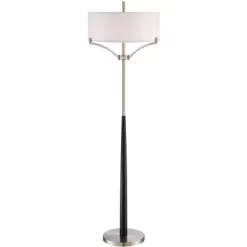 360 Lighting Modern Floor Lamp 62" Tall Black And Brushed Steel Column White Linen Drum Shade For Living Room Reading Bedroom Office 13 360 Lighting Modern Floor Lamp 62" Tall Black And Brushed Steel Column White Linen Drum Shade For Living Room Reading Bedroom Office -Lighting Specialty Shop GUEST 338447be 1696 449c b866 067704ca3156