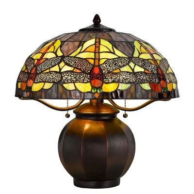 18.25" Metal Contemporary Mission Table Lamp With Tiffany Glass Shade - Cal Lighting 4 18.25" Metal Contemporary Mission Table Lamp With Tiffany Glass Shade - Cal Lighting - Image 4