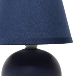 8.66" Petite Ceramic Orb Base Bedside Table Desk Lamp With Matching Tapered Drum Fabric Shade Blue - Creekwood Home -Lighting Specialty Shop GUEST 35769fe7 352b 4441 959e 8609595b0e40