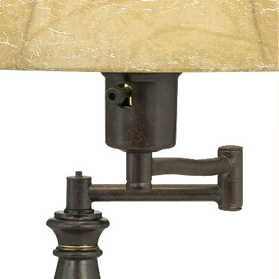 Regency Hill Traditional Swing Arm Desk Table Lamps 22.5" High Set Of 2 Bronze Faux Leather Shade For Living Room Bedroom Nightstand Office 2 Regency Hill Traditional Swing Arm Desk Table Lamps 22.5" High Set Of 2 Bronze Faux Leather Shade For Living Room Bedroom Nightstand Office - Image 2