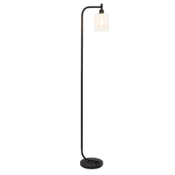 Modern Iron Lantern Floor Lamp With Glass Shade - Simple Designs