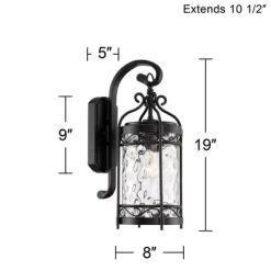 John Timberland Paseo Outdoor Vintage Wall Light Fixture Matte Black 19" Clear Hammered Glass For Post Exterior Barn Deck House Porch Yard Posts Patio -Lighting Specialty Shop GUEST 3608a0f4 d62d 495a 8819 1750882d44d6