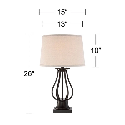 Regency Hill Hadley Modern Table Lamps Set Of 2 26" High Bronze With AC Power Outlet Light Brown Drum Shade For Bedroom Living Room Bedside House Desk 5 Regency Hill Hadley Modern Table Lamps Set Of 2 26" High Bronze With AC Power Outlet Light Brown Drum Shade For Bedroom Living Room Bedside House Desk - Image 5
