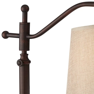 Regency Hill Traditional Desk Lamp 30 1/2" Tall With USB Charging Port Bronze Arm Adjustable Tan Drum Shade For Living Room Office 3 Regency Hill Traditional Desk Lamp 30 1/2" Tall With USB Charging Port Bronze Arm Adjustable Tan Drum Shade For Living Room Office - Image 3