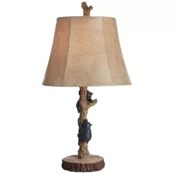 John Timberland Climbing Bears Rustic Accent Table Lamps 22 1/2" High Set Of 2 Brown Faux Wood With USB Charging Port Faux Leather Shade For Desk -Lighting Specialty Shop GUEST 38e0bcf3 e479 46b5 9cda 4bd12d04d000