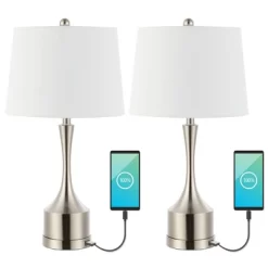 (Set Of 2) 26" Cooper Classic French Country Iron LED Table Lamp With USB Charging Port (Includes LED Light Bulb) - JONATHAN Y -Lighting Specialty Shop GUEST 3a0e4587 748d 48c9 b312 26e7e0023521