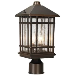 Kathy Ireland Sierra Craftsman Art Deco Outdoor Post Light Rubbed Bronze 14" Seedy Glass Panels For Exterior Barn Deck House Porch Yard Patio Home -Lighting Specialty Shop GUEST 3a1c9e99 37e3 4bd6 a351 af1f4e73e0c8