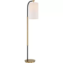 Possini Euro Design Sausalito Mid Century Modern Downbridge Floor Lamp 67" Tall Warm Gold Black Metal Linen Cylinder Shade For Living Room Reading -Lighting Specialty Shop GUEST 3bf9f407 266b 44e5 967a ea8d12b8c2cd