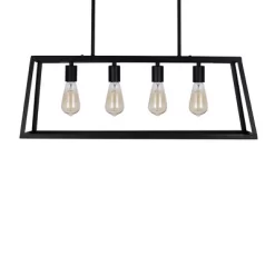 30" Industrial 4-Light Rectangular Island Chandelier (Includes LED Light Bulb) Matte Black - Cresswell Lighting -Lighting Specialty Shop GUEST 3c9d2b15 6af9 4307 a18a 3e1b2581f127