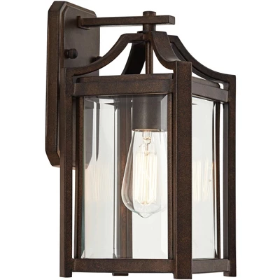 Franklin Iron Works Rockford Rustic Farmhouse Outdoor Wall Light Fixture Bronze 12 1/2" Clear Beveled Glass For Post Exterior Barn Deck House Porch 5 Franklin Iron Works Rockford Rustic Farmhouse Outdoor Wall Light Fixture Bronze 12 1/2" Clear Beveled Glass For Post Exterior Barn Deck House Porch - Image 5