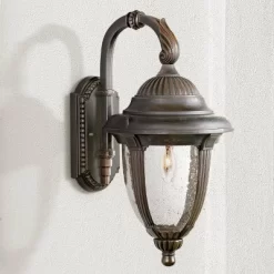 John Timberland Casa Sierra Rustic Vintage Outdoor Wall Light Fixture Bronze Downbridge 18 1/2" Clear Seedy Glass For Post Exterior Barn Deck House