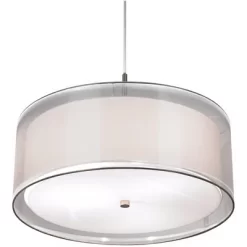 Possini Euro Design Brushed Nickel Pendant Chandelier 20" Wide Modern Organza Outer White Inner Shade 3-Light Fixture For Dining Room Kitchen Island -Lighting Specialty Shop GUEST 3f4cea19 b9e1 4df0 b83c 275c574c8e8b
