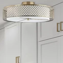 18.25" Leyla Glam Brushed Semi-Flush Mount Ceiling Fixture Sconce Gold - River Of Goods -Lighting Specialty Shop GUEST 411333de cc8f 4378 8b43 9f033c001358