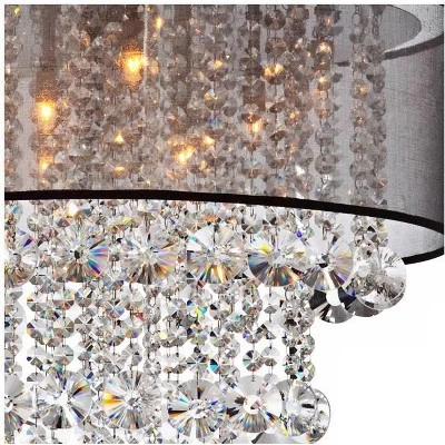 Possini Euro Design Bretton Brushed Nickel Chandelier 22" Wide Modern Clear Glass Crystal Black Sheer Shade 12-Light Fixture For Dining Room Kitchen 2 Possini Euro Design Bretton Brushed Nickel Chandelier 22" Wide Modern Clear Glass Crystal Black Sheer Shade 12-Light Fixture For Dining Room Kitchen - Image 2