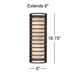 John Timberland Modern Outdoor Wall Light Fixture Rubbed Bronze Grid 16 3/4" Frosted Glass Cylinder For Exterior Porch Patio -Lighting Specialty Shop GUEST 42a003f0 e44f 42c0 89b6 02471e4c20a8