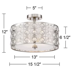 Possini Euro Design Saira Modern Ceiling Light Semi Flush Mount Fixture 16" Wide Brushed Nickel Crystal Organza Drum Shade For Bedroom Kitchen Hallway 8 Possini Euro Design Saira Modern Ceiling Light Semi Flush Mount Fixture 16" Wide Brushed Nickel Crystal Organza Drum Shade For Bedroom Kitchen Hallway -Lighting Specialty Shop GUEST 440538f1 6641 4d44 bdfe 4ba1a8de434b
