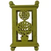 Melrose 12.5" Pistachio Green Distressed Double Ball Tree Cut-Out Pillar Candle Lantern