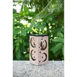 Techko Maid LED Solar 10.8" Portable Moon & Star Cut Out Decorative Outdoor Lantern Clear -Lighting Specialty Shop GUEST 4642c5c2 1464 4e4d 8146 1981b10cf952